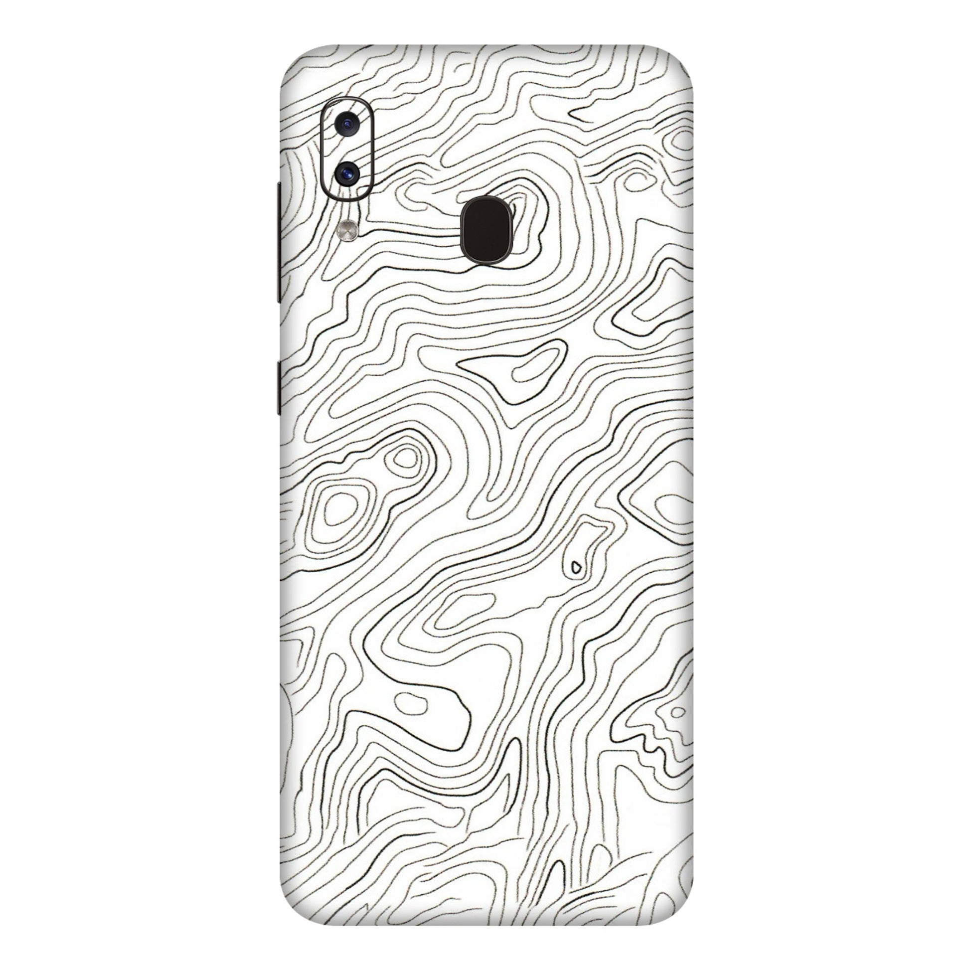 Samsung A/S Series Phone Skins (All Models) - White Black Swirls - 3D Embossed Finish (L-219) Samsung Galaxy A20E