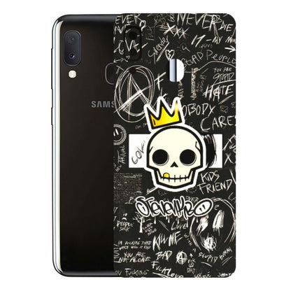 Samsung A/S Series Phone Skins (All Models) - Funny Skull Black Chalk Grafitti - 3D Embossed Finish (L-22) Samsung Galaxy A20E
