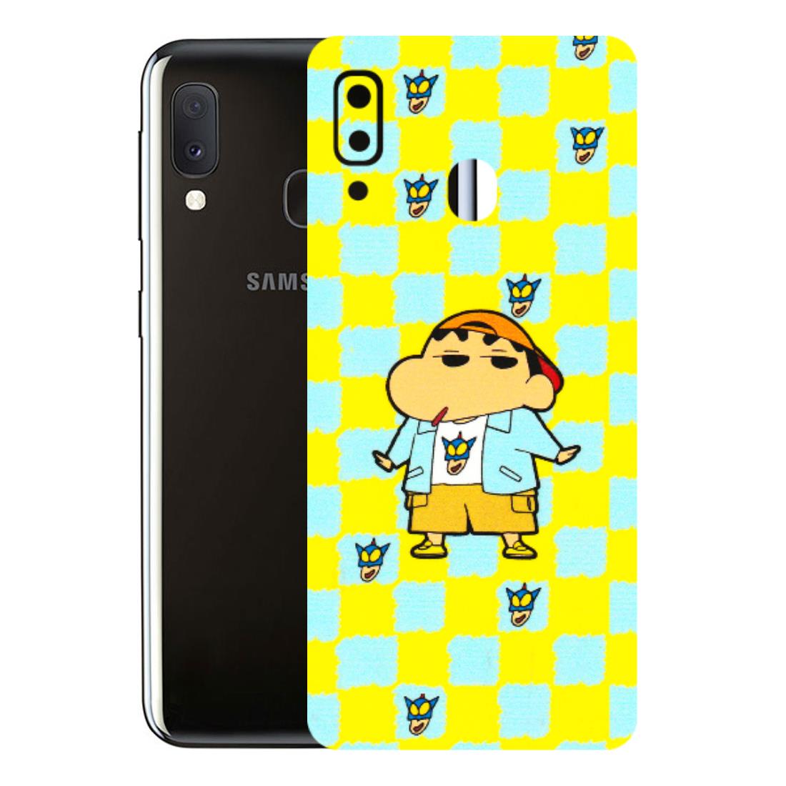 Samsung A/S Series Phone Skins (All Models) - Yellow Blue Shinchan Cute - 3D Embossed Finish (L-221) Samsung Galaxy A20E