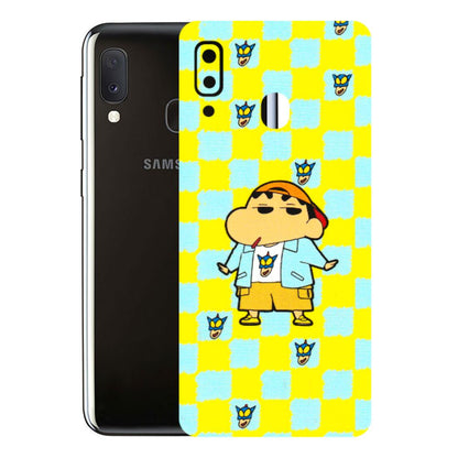 Samsung A/S Series Phone Skins (All Models) - Yellow Blue Shinchan Cute - 3D Embossed Finish (L-221) Samsung Galaxy A20E