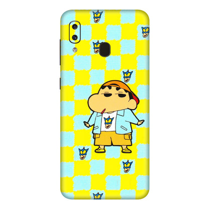 Samsung A/S Series Phone Skins (All Models) - Yellow Blue Shinchan Cute - 3D Embossed Finish (L-221) Samsung Galaxy A20E