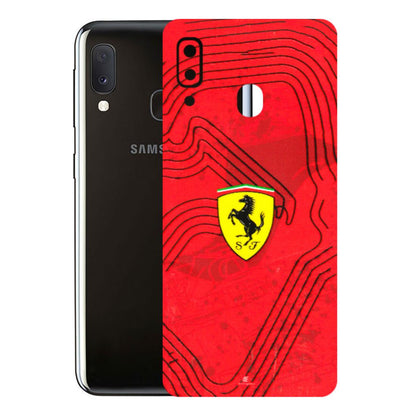 Samsung A/S Series Phone Skins (All Models) - Red Ferrari Logo Stylish - 3D Embossed Finish (L-238) Samsung Galaxy A20E