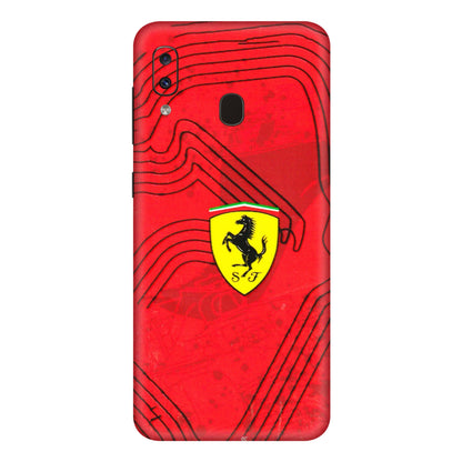 Samsung A/S Series Phone Skins (All Models) - Red Ferrari Logo Stylish - 3D Embossed Finish (L-238) Samsung Galaxy A20E