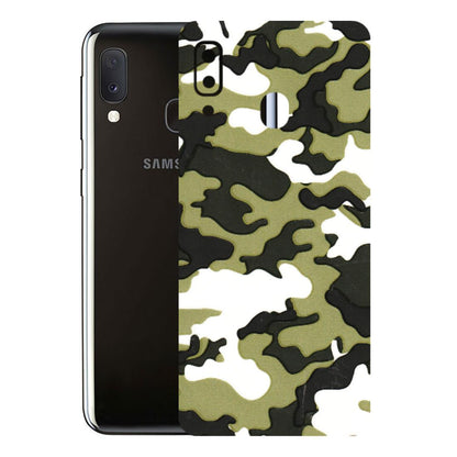 Samsung A/S Series Phone Skins (All Models) - Camouflages White And Green - 3D Embossed Finish (L-243) Samsung Galaxy A20E