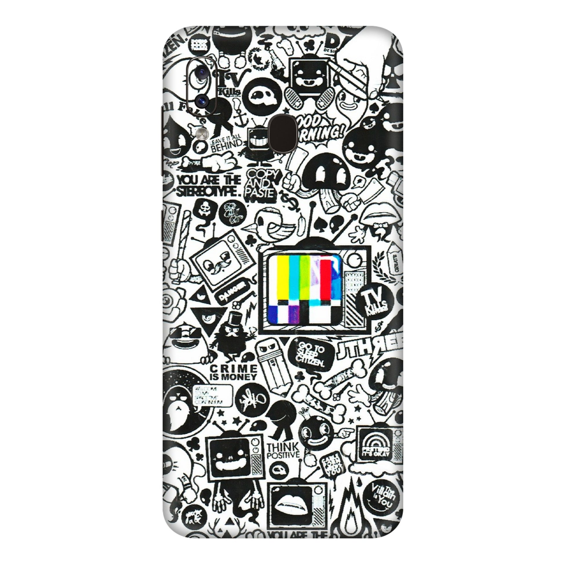 Samsung A/S Series Phone Skins (All Models) - Doodles Positive Art - 3D Embossed Finish (L-263) Samsung Galaxy A20E
