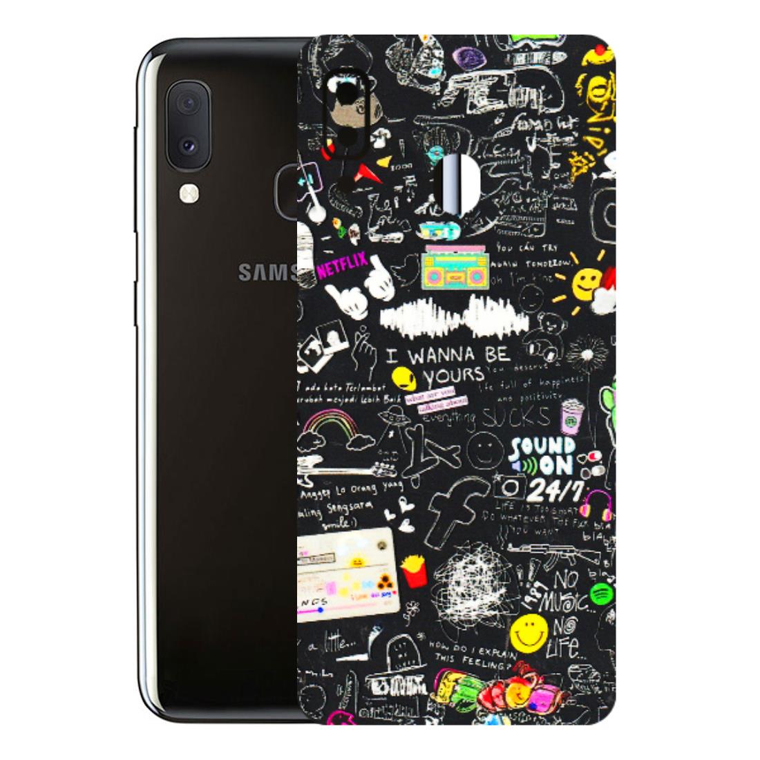 Samsung A/S Series Phone Skins (All Models) - Black Creatives Doodles - 3D Embossed Finish (L-311) Samsung Galaxy A20E