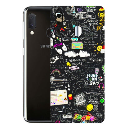 Samsung A/S Series Phone Skins (All Models) - Black Creatives Doodles - 3D Embossed Finish (L-311) Samsung Galaxy A20E