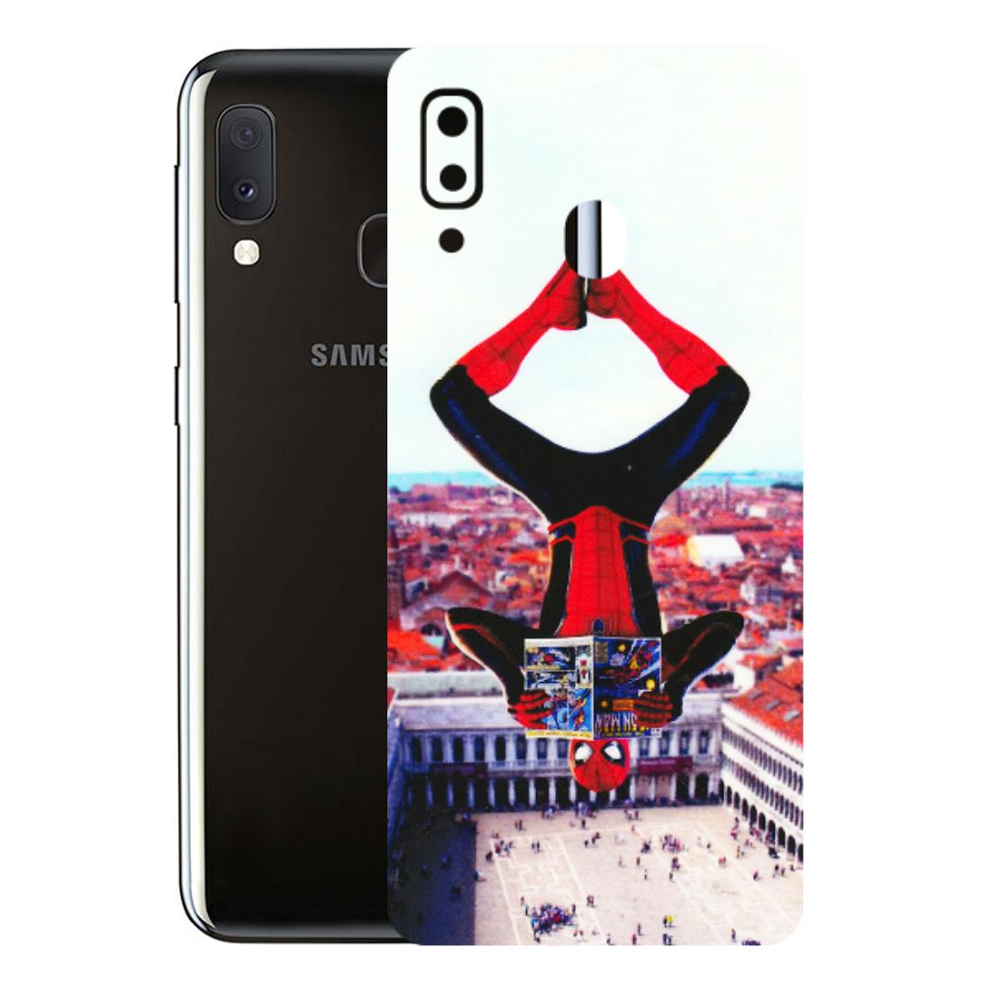 Samsung A/S Series Phone Skins (All Models) - Spiderman Hanging - 3D Embossed Finish (L-53) Samsung Galaxy A20E