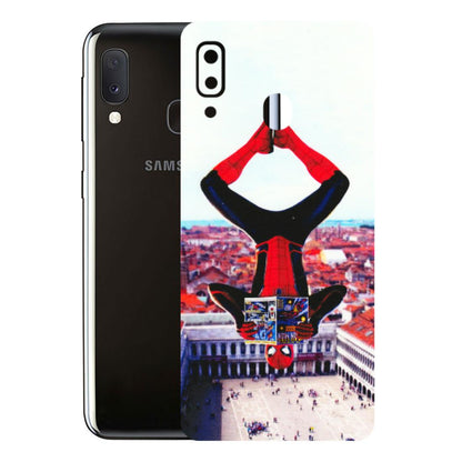 Samsung A/S Series Phone Skins (All Models) - Spiderman Hanging - 3D Embossed Finish (L-53) Samsung Galaxy A20E