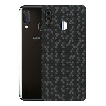 Samsung A/S Series Phone Skins (All Models) - Black Grey Honeycomb Sober - 3D Embossed Finish (L-85) Samsung Galaxy A20E