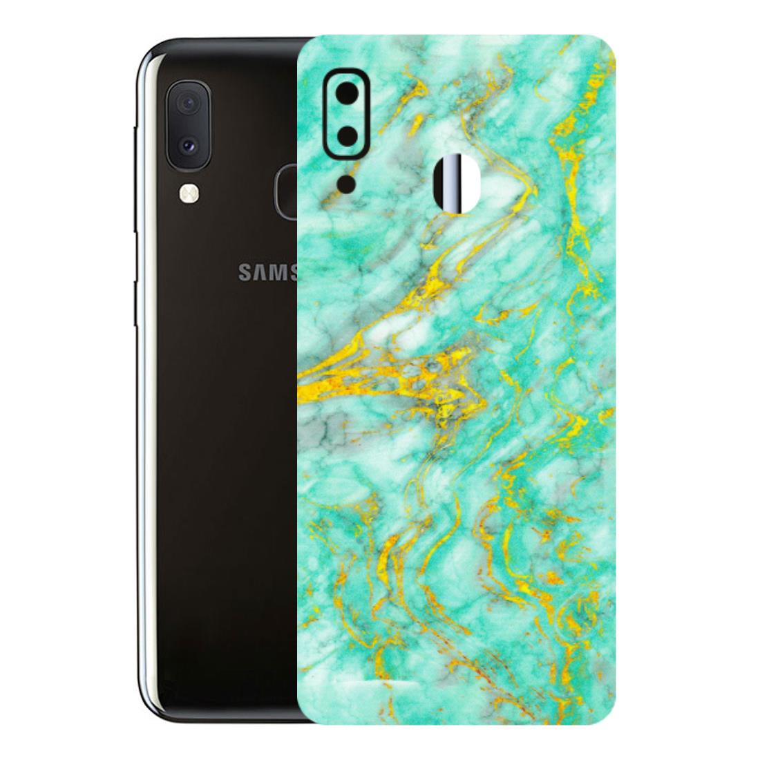 Samsung A/S Series Phone Skins (All Models) - Green And Gold Marble Feel - Matte Finish (M-16) Samsung Galaxy A20E