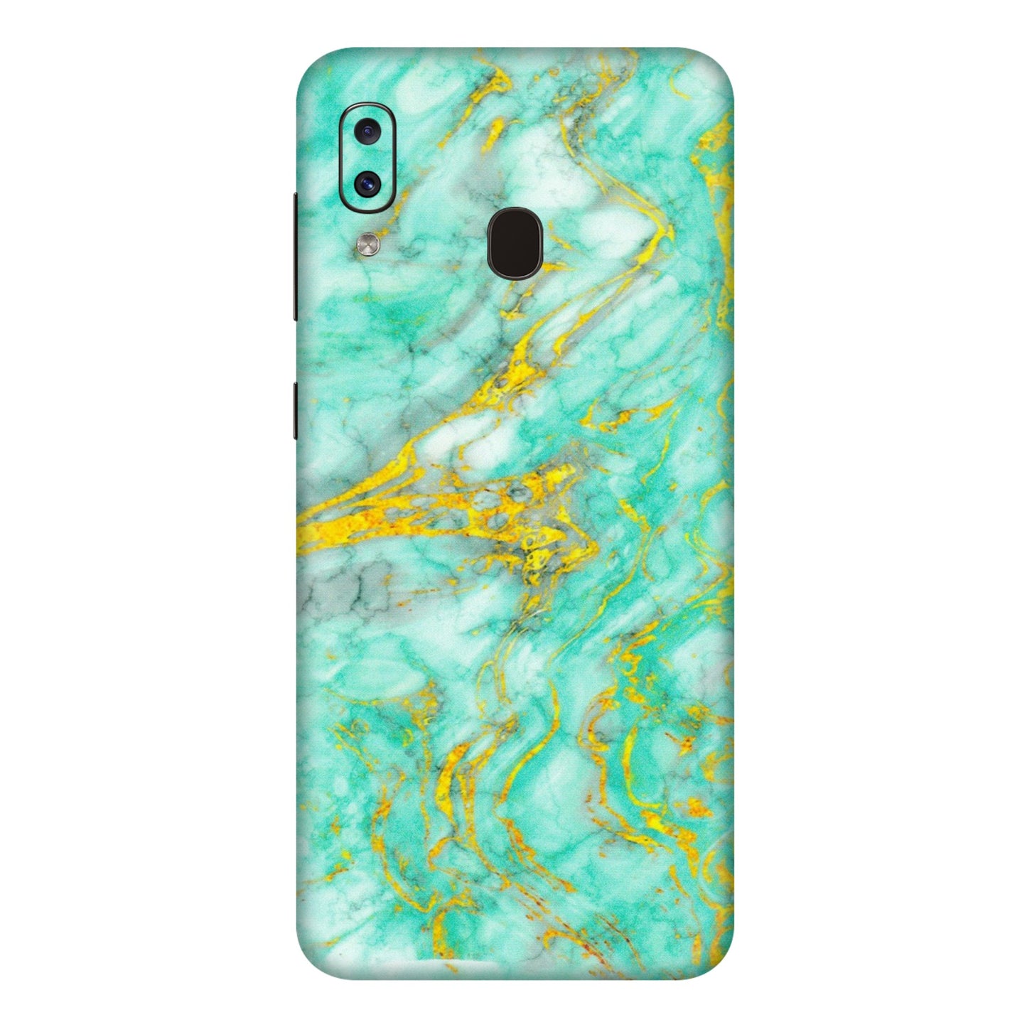 Samsung A/S Series Phone Skins (All Models) - Green And Gold Marble Feel - Matte Finish (M-16) Samsung Galaxy A20E