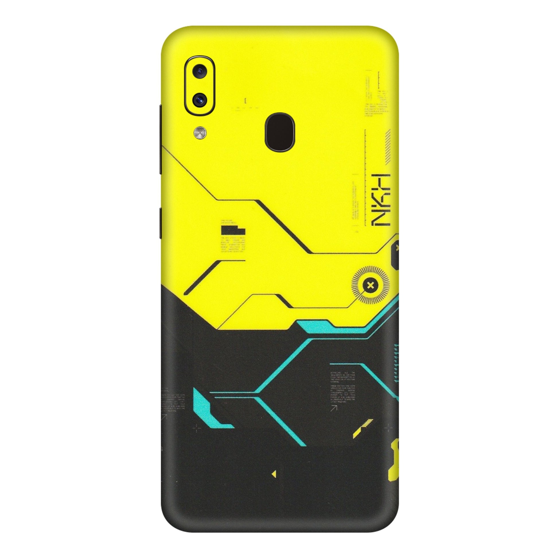 Samsung A/S Series Phone Skins (All Models) - Black Yellow Technica - Matte Finish (M-53) Samsung Galaxy A20E
