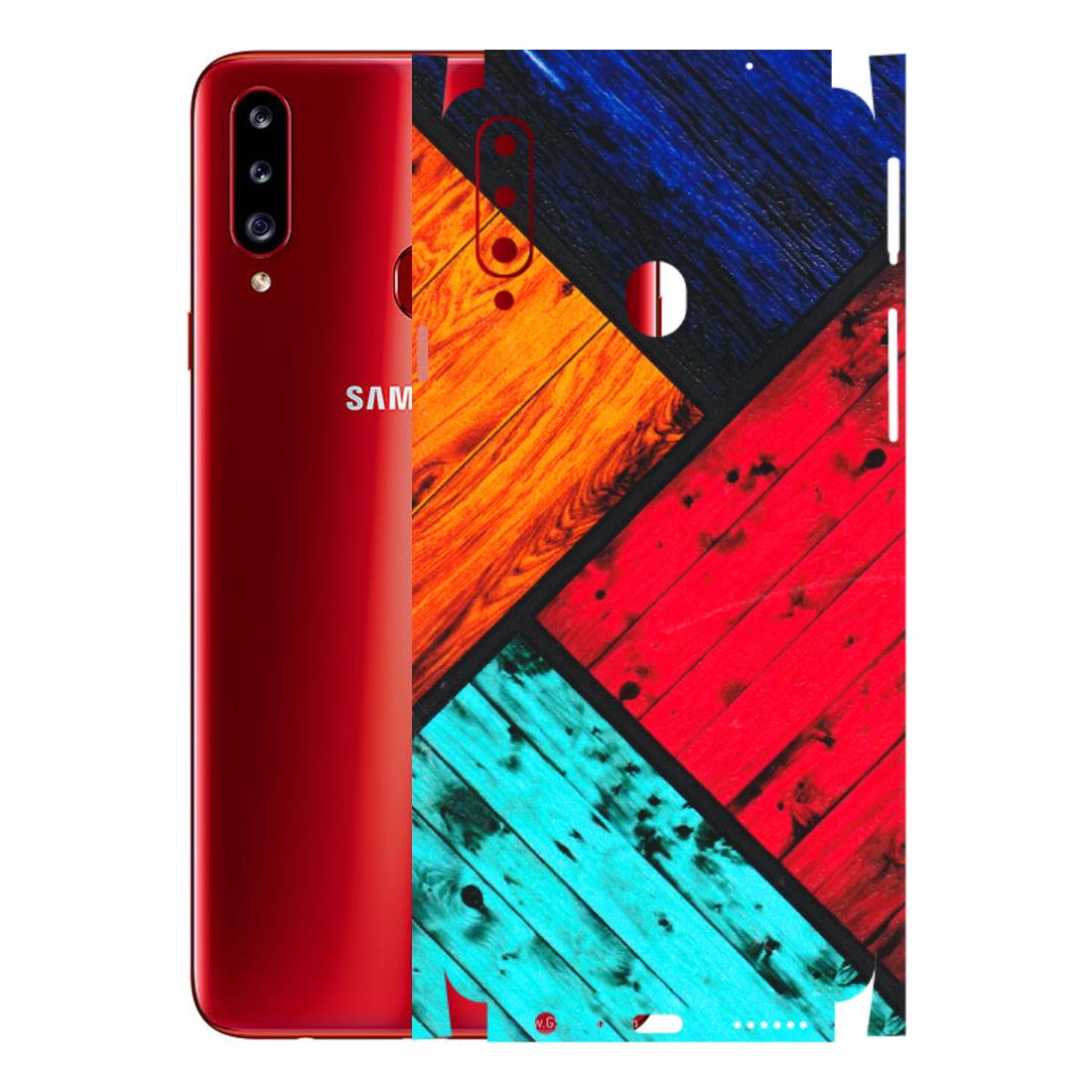 Samsung A/S Series Phone Skins (All Models) - Colourful Wood Panels Abstract - 3D Embossed Finish (L-09) Samsung Galaxy A20S