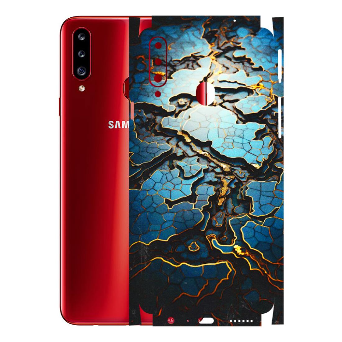 Samsung A/S Series Phone Skins (All Models) - Blue Gold Abstract - 3D Embossed Finish (L-11) Samsung Galaxy A20S