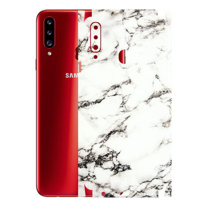 Samsung A/S Series Phone Skins (All Models) - Black and White Marble Texture - 3D Embossed Finish (L-124) Samsung Galaxy A20S