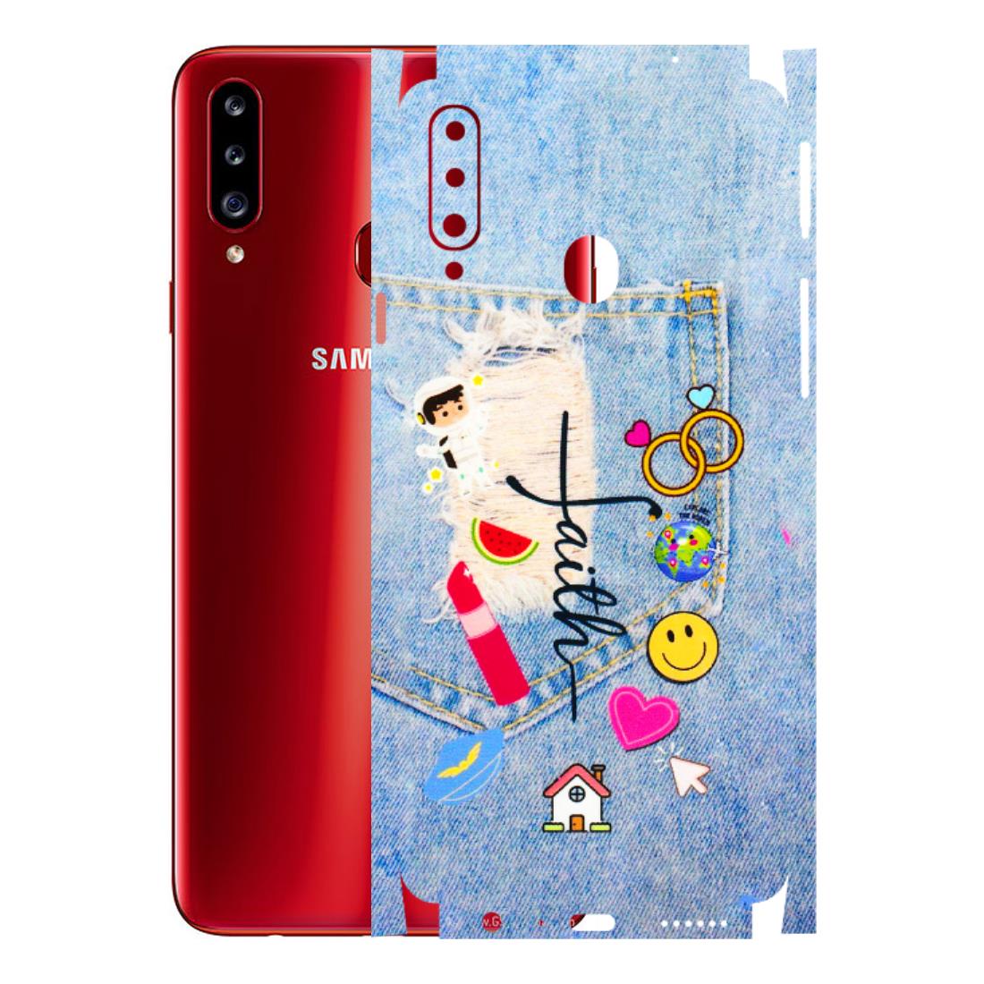 Samsung A/S Series Phone Skins (All Models) - Denim Jeans Pocket - 3D Embossed Finish (L-134) Samsung Galaxy A20S