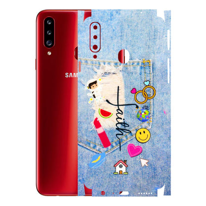 Samsung A/S Series Phone Skins (All Models) - Denim Jeans Pocket - 3D Embossed Finish (L-134) Samsung Galaxy A20S