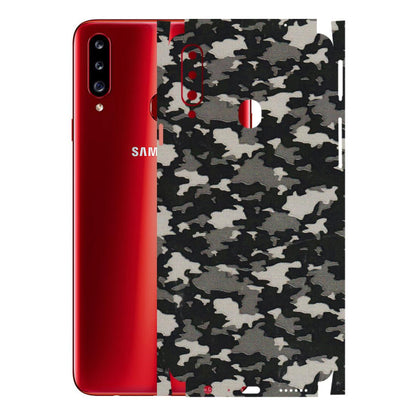 Samsung A/S Series Phone Skins (All Models) - Black/Grey Camoflaunge - 3D Embossed Finish (L-142) Samsung Galaxy A20S