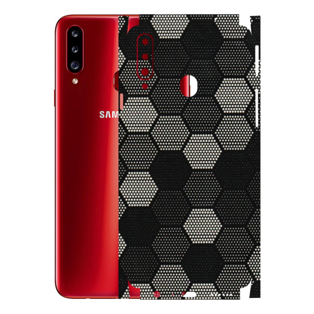 Samsung A/S Series Phone Skins (All Models) - Black & White Dotted Honeycomb Texture - 3D Embossed Finish (L-202) Samsung Galaxy A20S