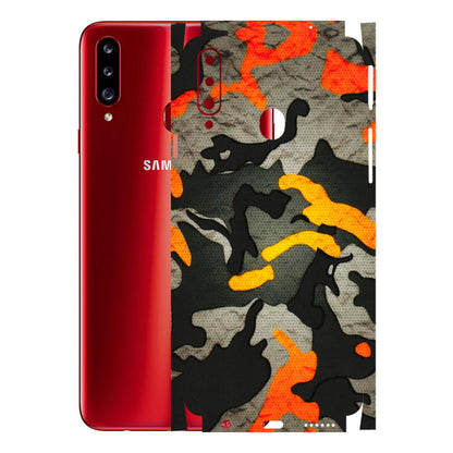 Samsung A/S Series Phone Skins (All Models) - Orange Camouflage - 3D Embossed Finish (L-204) Samsung Galaxy A20S