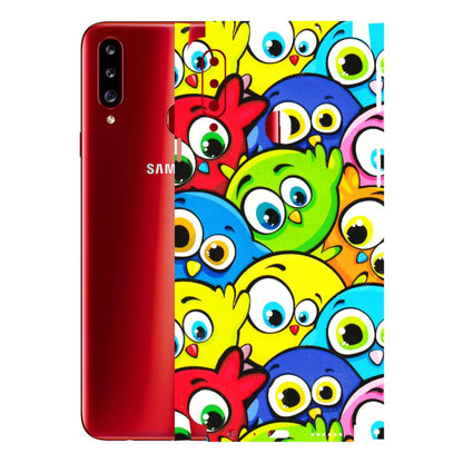 Samsung A/S Series Phone Skins (All Models) - Cute Fluffy Birds - 3D Embossed Finish (L-213) Samsung Galaxy A20S