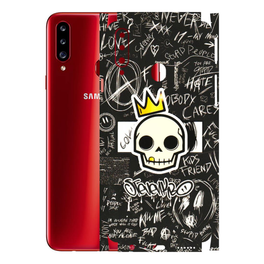 Samsung A/S Series Phone Skins (All Models) - Funny Skull Black Chalk Grafitti - 3D Embossed Finish (L-22) Samsung Galaxy A20S