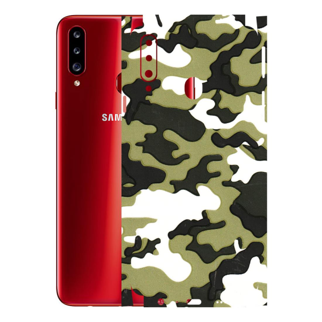 Samsung A/S Series Phone Skins (All Models) - Camouflages White And Green - 3D Embossed Finish (L-243) Samsung Galaxy A20S