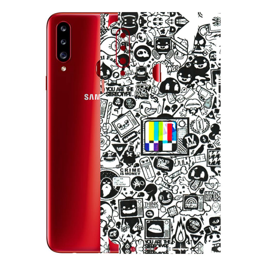 Samsung A/S Series Phone Skins (All Models) - Doodles Positive Art - 3D Embossed Finish (L-263) Samsung Galaxy A20S
