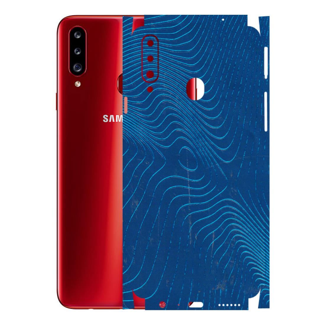 Samsung A/S Series Phone Skins (All Models) - Abstract Blue Line Map - 3D Embossed Finish (L-272) Samsung Galaxy A20S