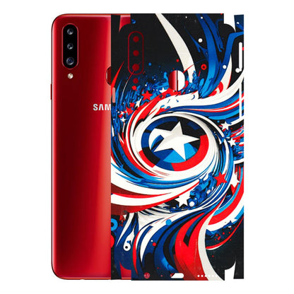 Samsung A/S Series Phone Skins (All Models) - Captain America Logo - 3D Embossed Finish (L-307) Samsung Galaxy A20S