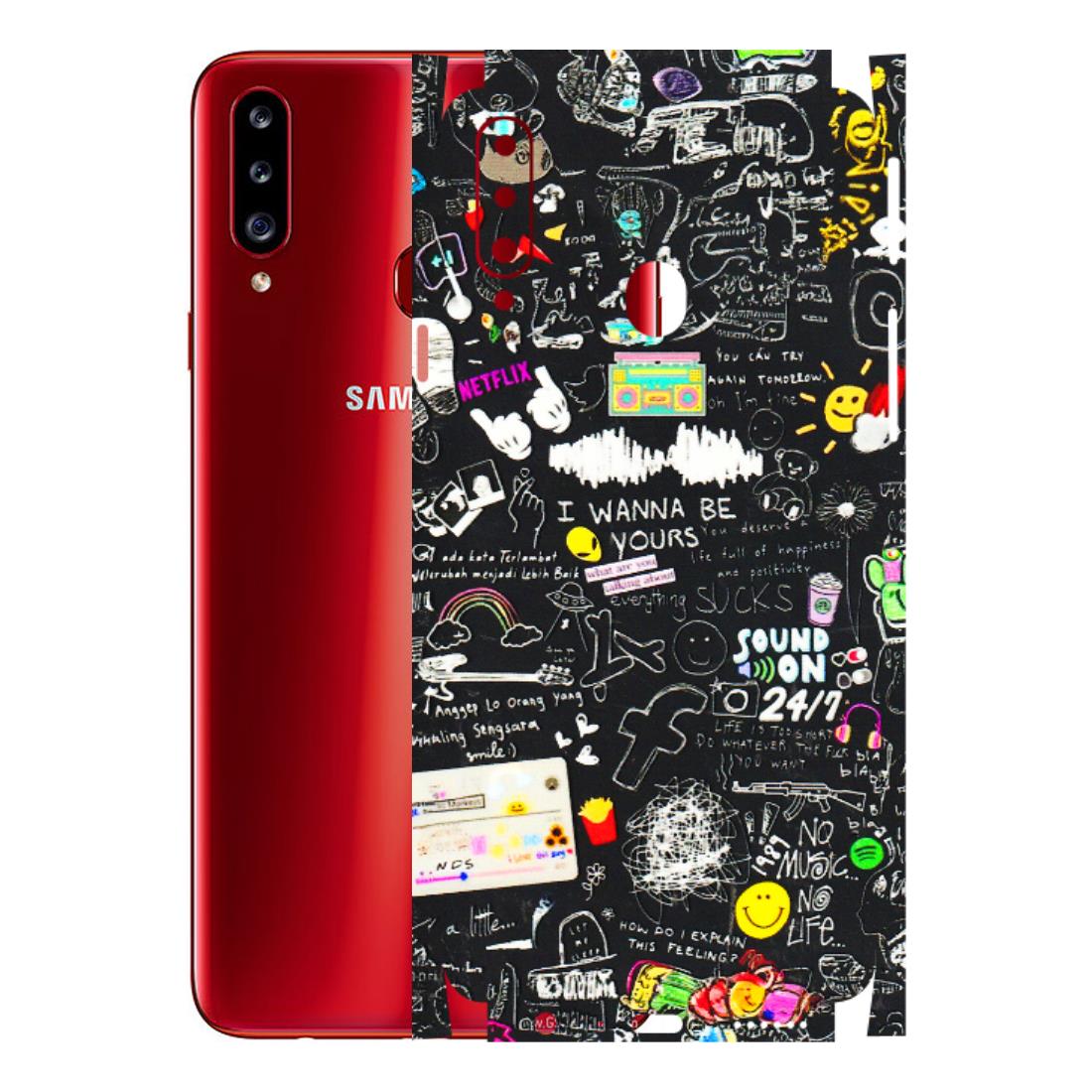 Samsung A/S Series Phone Skins (All Models) - Black Creatives Doodles - 3D Embossed Finish (L-311) Samsung Galaxy A20S