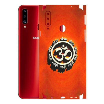Samsung A/S Series Phone Skins (All Models) - Aum Shiv Orange - 3D Embossed Finish (L-32) Samsung Galaxy A20S