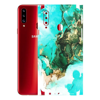 Samsung A/S Series Phone Skins (All Models) - The Blue Gold Marble - Matte Finish (M-124) Samsung Galaxy A20S