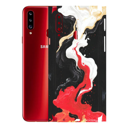 Samsung A/S Series Phone Skins (All Models) - Black Red White Paint Splash Fusion - Matte Finish (M-56) Samsung Galaxy A20S
