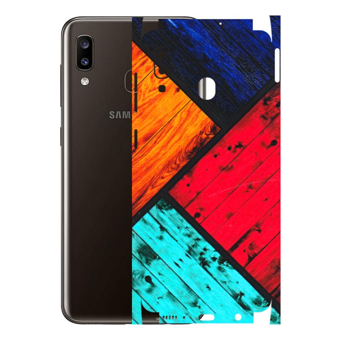 Samsung A/S Series Phone Skins (All Models) - Colourful Wood Panels Abstract - 3D Embossed Finish (L-09) Samsung Galaxy A20