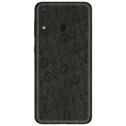 Samsung A/S Series Phone Skins (All Models) - Black Abstract Pattern - 3D Embossed Finish (L-117) Samsung Galaxy A20