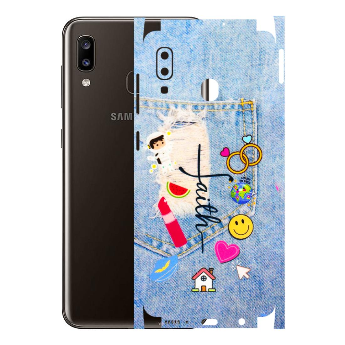 Samsung A/S Series Phone Skins (All Models) - Denim Jeans Pocket - 3D Embossed Finish (L-134) Samsung Galaxy A20