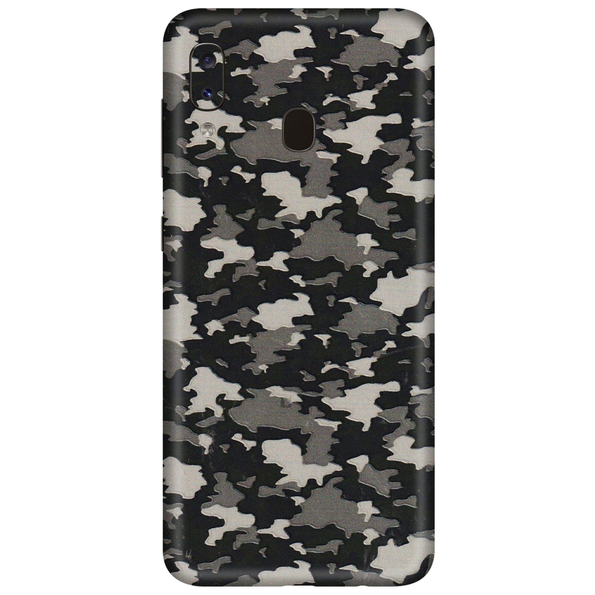 Samsung A/S Series Phone Skins (All Models) - Black/Grey Camoflaunge - 3D Embossed Finish (L-142) Samsung Galaxy A20