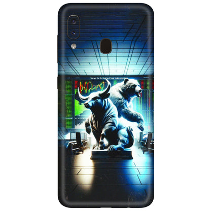 Samsung A/S Series Phone Skins (All Models) - Stock Market Sensex Bear vs Bulls - 3D Embossed Finish (L-15) Samsung Galaxy A20