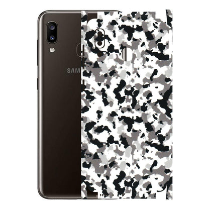 Samsung A/S Series Phone Skins (All Models) - White Black Camouflage - 3D Embossed Finish (L-18) Samsung Galaxy A20