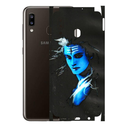 Samsung A/S Series Phone Skins (All Models) - Har Har Mahadev Blue/Black - 3D Embossed Finish (L-185) Samsung Galaxy A20