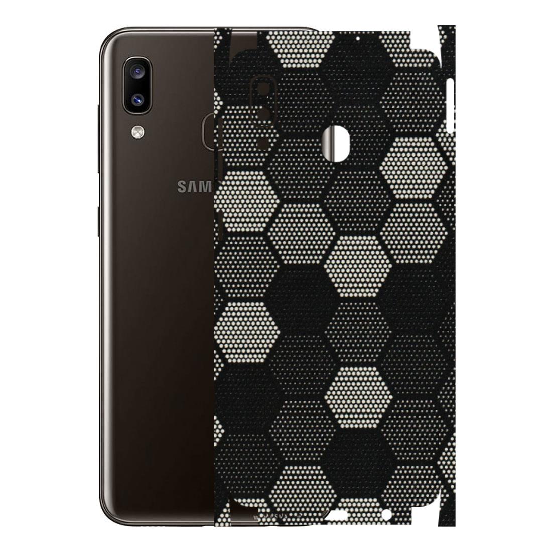 Samsung A/S Series Phone Skins (All Models) - Black & White Dotted Honeycomb Texture - 3D Embossed Finish (L-202) Samsung Galaxy A20