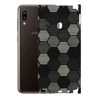 Samsung A/S Series Phone Skins (All Models) - Black & White Dotted Honeycomb Texture - 3D Embossed Finish (L-202) Samsung Galaxy A20