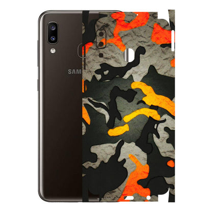 Samsung A/S Series Phone Skins (All Models) - Orange Camouflage - 3D Embossed Finish (L-204) Samsung Galaxy A20
