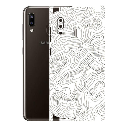 Samsung A/S Series Phone Skins (All Models) - White Black Swirls - 3D Embossed Finish (L-219) Samsung Galaxy A20