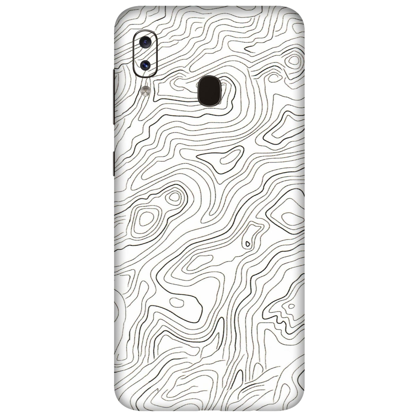 Samsung A/S Series Phone Skins (All Models) - White Black Swirls - 3D Embossed Finish (L-219) Samsung Galaxy A20