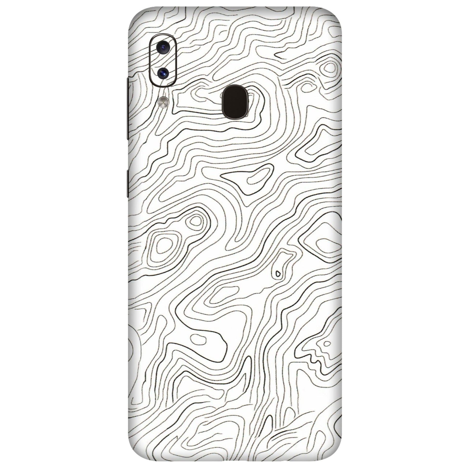 Samsung A/S Series Phone Skins (All Models) - White Black Swirls - 3D Embossed Finish (L-219) Samsung Galaxy A20