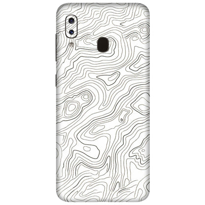 Samsung A/S Series Phone Skins (All Models) - White Black Swirls - 3D Embossed Finish (L-219) Samsung Galaxy A20