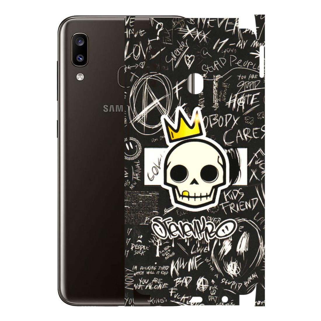 Samsung A/S Series Phone Skins (All Models) - Funny Skull Black Chalk Grafitti - 3D Embossed Finish (L-22) Samsung Galaxy A20